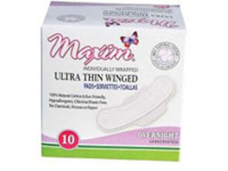 Unscented Ultra Thin Pads Overnite 10 CT By Maxim Hygiene Products on Sale